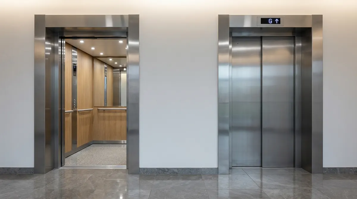 BASE lift engineer carrying out a modernisation feasibility survey on site — competent person specifying BS EN 81-80 upgrades