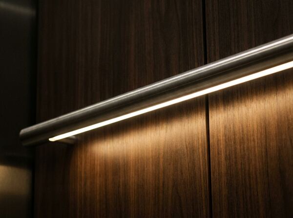 Stainless handrail material swatch — cab interior finish option